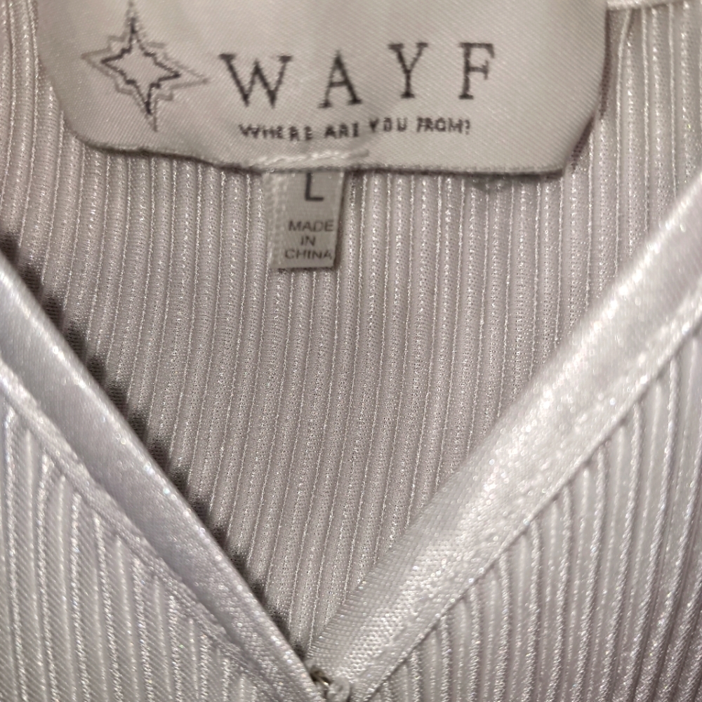 WAYF Silver Ribbed Top